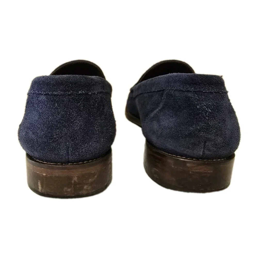 Bruno Magli NILO Navy Blue Loafer Tassels Suede Leather Mens Size 12 Italy
